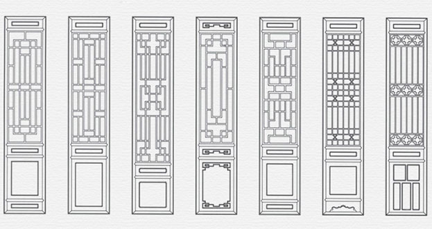 三明常用中式仿古花窗图案隔断设计图