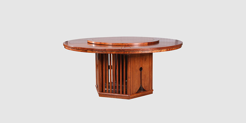 三明中式餐厅装修天地圆台餐桌红木家具效果图
